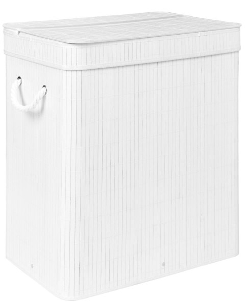 KOSZ NA PRANIE BAMBUSOWY Z POKRYWĄ 100L BIAŁY