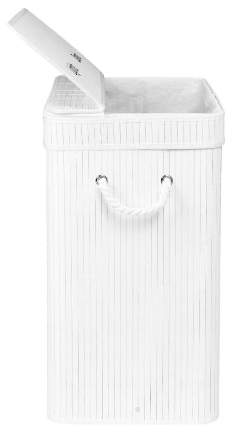 KOSZ NA PRANIE BAMBUSOWY Z POKRYWĄ 100L BIAŁY