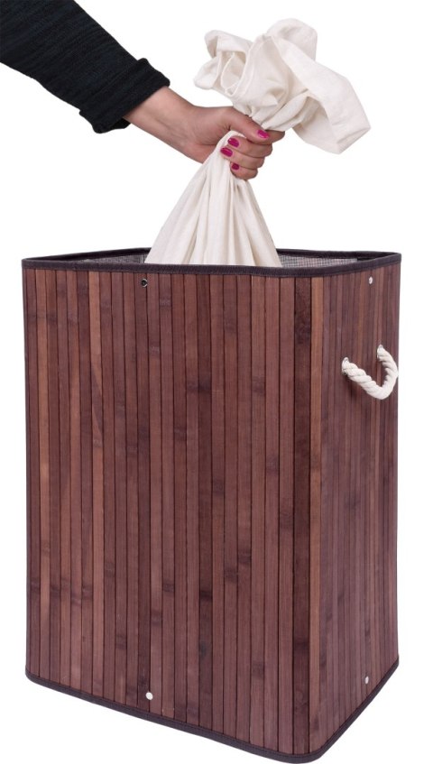 KOSZ NA PRANIE BAMBUSOWY Z POKRYWĄ 100L WENGE