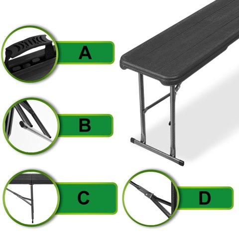 ŁAWKA CATERINGOWA OGRODOWA WOODLAND CZARNY MAT