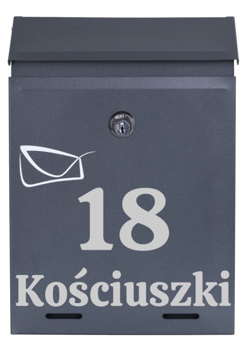 SKRZYNKA POCZTOWA NA LISTY ODVIN ANTRACYT Z NAPISAMI
