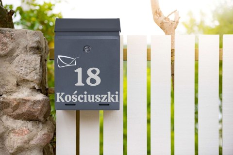 SKRZYNKA POCZTOWA NA LISTY ODVIN ANTRACYT Z NAPISAMI