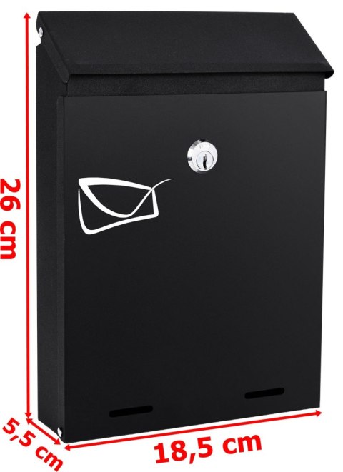 SKRZYNKA POCZTOWA NA LISTY ODVIN CZARNA Z NAPISAMI
