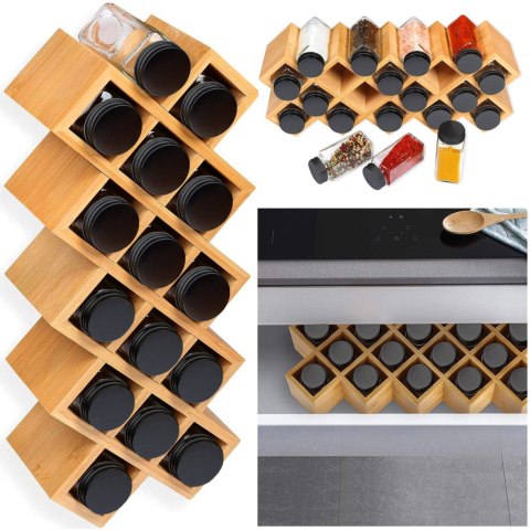 STOJAK BAMBUSOWY NA PRZYPRAWY KOCHEN 18 SŁOIKÓW