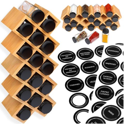 STOJAK BAMBUSOWY NA PRZYPRAWY KOCHEN 18 SŁOIKÓW