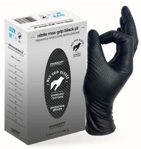 RĘKAWICE NITRYLOWE WZMACNIANE MAX GRIP CZARNE ROZ. XL RĘKAWICE NITRYLOWE WZMACNIANE MAX GRIP CZARNE ROZ. XL