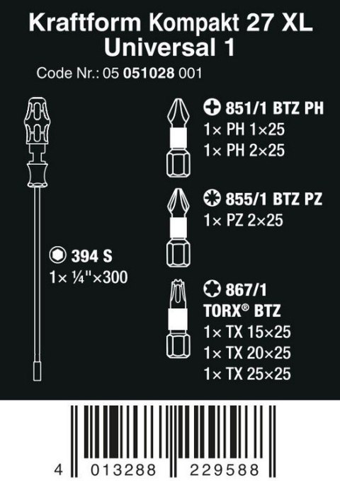 ZESTAW KRAFTFORM KOMPAKT 27 XL UNIVERSAL 1, 7 CZ. ZESTAW KRAFTFORM KOMPAKT 27 XL UNIVERSAL 1, 7 CZ.
