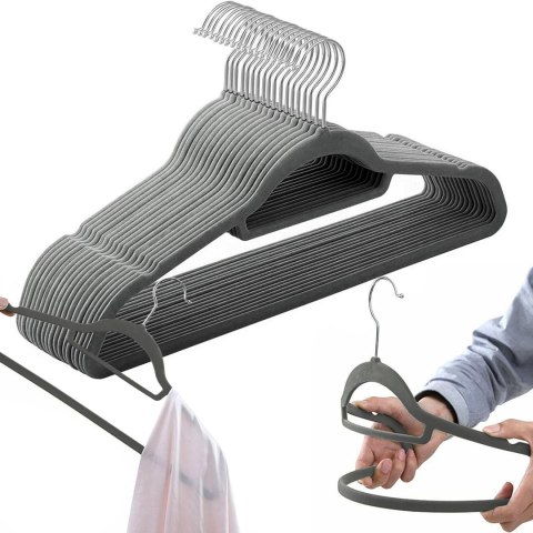 WIESZAK WELUROWY MAXI KOMPLET 60 SZT GRAFITOWY