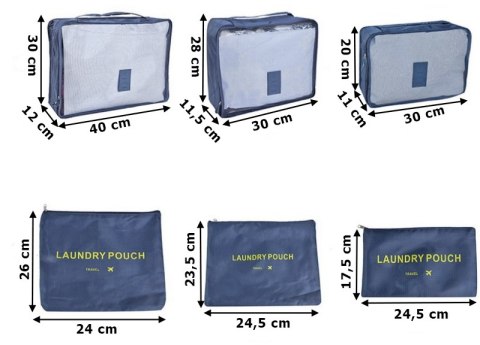 ZESTAW 6 ORGANIZERÓW PODRÓŻNYCH GAVIN GRANATOWY