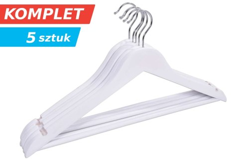 Wieszak drewniany RONDO komplet 5 szt biały Wieszak drewniany RONDO komplet 5 szt biały