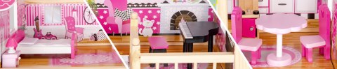 Drewniany domek dla lalek mebelki ECOTOYS
