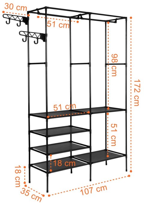 GARDEROBA NA UBRANIA Z PÓŁKAMI AMELIA