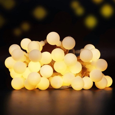 LAMPKI ŚWIĄTECZNE CHOINKOWE LED BUBBLE CIEPŁA BIEL 50 LAMPEK