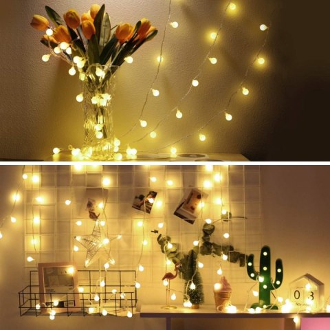 LAMPKI ŚWIĄTECZNE CHOINKOWE LED BUBBLE CIEPŁA BIEL 50 LAMPEK