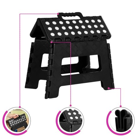 STOŁEK SKŁADANY ANTYPOŚLIZGOWY AMIGO CZARNY ROZMIAR M