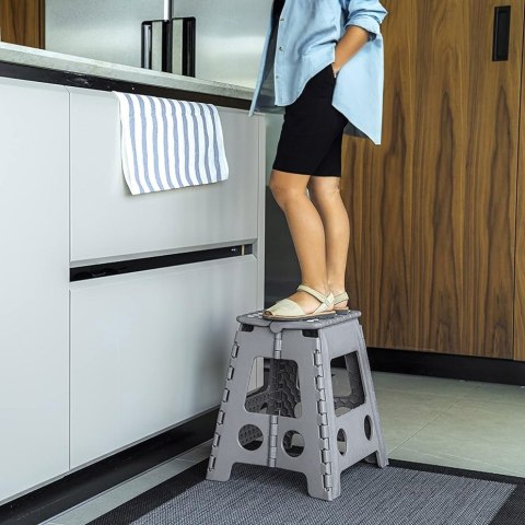 STOŁEK SKŁADANY ANTYPOŚLIZGOWY AMIGO SZARY ROZMIAR L