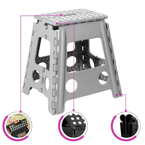 STOŁEK SKŁADANY ANTYPOŚLIZGOWY AMIGO SZARY ROZMIAR L