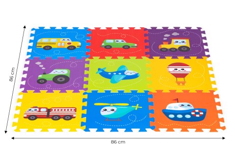 Mata piankowa dla dzieci pojazdy puzzle 9 elementów 86x86cm IPLAY Mata piankowa dla dzieci pojazdy puzzle 9 elementów 86x86cm IPLAY