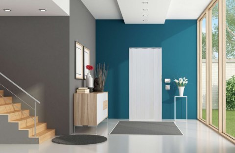 Drzwi harmonijkowe 001P BIAŁY DĄB MAT - 90 cm