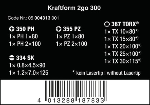 ZESTAW WKRĘTAKÓW KRAFTFORM 2GO 300, 11 CZĘŚĆI