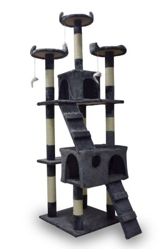 Drapak dla kota 170 cm ciemnoszary domek platformy legowisko zabawki sizal