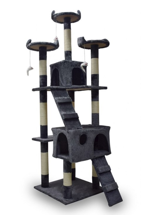Drapak dla kota 170 cm ciemnoszary domek platformy legowisko zabawki sizal