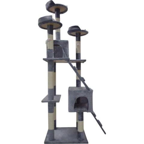 Drapak dla kota 170 cm jasno szary domek legowisko sizal zabawki stabilny
