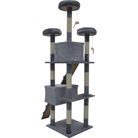 Drapak dla kota 170 cm jasno szary domek legowisko sizal zabawki stabilny