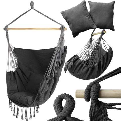 HAMAK BRAZYLIJSKI KRZESŁO WISZĄCE BAHIO GRAFITOWE