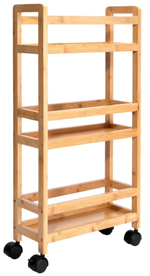 REGAŁ NA KÓŁKACH BAMBUSOWY INAKI 3 POZIOMY NATURAL