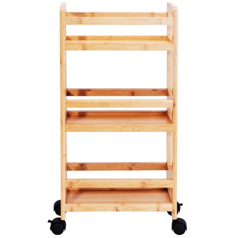 REGAŁ NA KÓŁKACH BAMBUSOWY INAKI 3 POZIOMY NATURAL