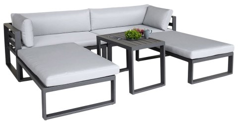 ZESTAW MEBLI OGRODOWYCH SANTO SZARY ALUMINIUM
