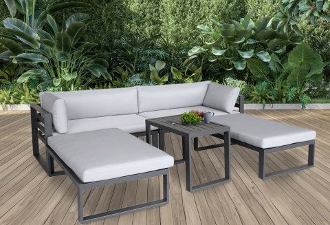 ZESTAW MEBLI OGRODOWYCH SANTO SZARY ALUMINIUM