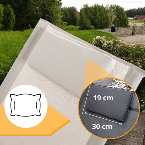 Leżak OGRODOWY bujany DESIGNERSKI beżowy textilene 150 kg elegancki na lata