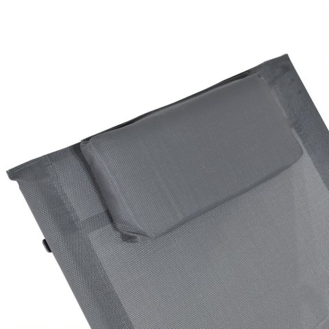Leżak ogrodowy 160x62 cm textilene stalowy odporny UV 150 kg Szary