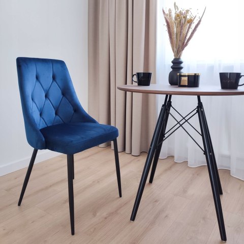 Krzesło LINCOLN VELVET tapicerowane granatowy aksamit