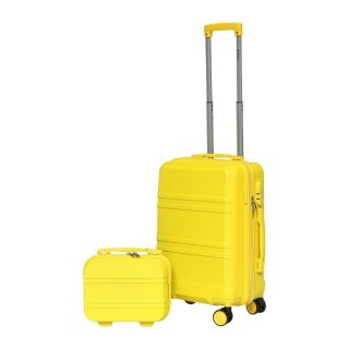 Zestaw walizek barut żółty walizka kabinowa kuferek podróżny abs 4 kółk