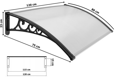 Daszek plastikowy Sano 80x120cm czarny