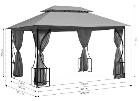 Namiot pawilon ogrodowy altana 3x4m ścianki boczne MultiGarden Namiot pawilon ogrodowy altana 3x4m ścianki boczne MultiGarden
