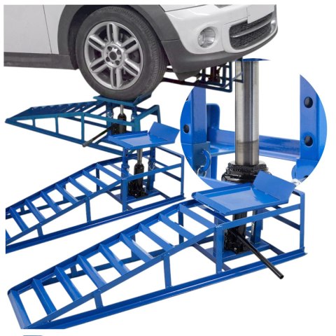 Rampy najazdowe z podnośnikiem hydraulicznym 2x2000 kg stalowe regulowane Rampy najazdowe z podnośnikiem hydraulicznym 2x2000 kg stalowe regulowane