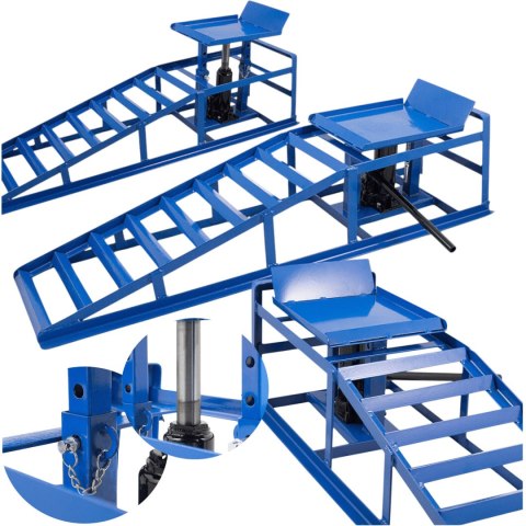 Rampy najazdowe z podnośnikiem hydraulicznym 2x2000 kg stalowe regulowane Rampy najazdowe z podnośnikiem hydraulicznym 2x2000 kg stalowe regulowane