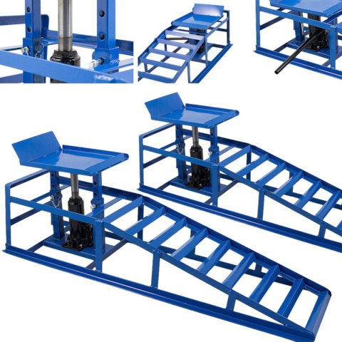 Rampy najazdowe z podnośnikiem hydraulicznym 2x2000 kg stalowe regulowane Rampy najazdowe z podnośnikiem hydraulicznym 2x2000 kg stalowe regulowane