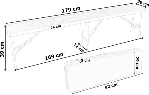 Ławka cateringowa składana RATTAN brązowa