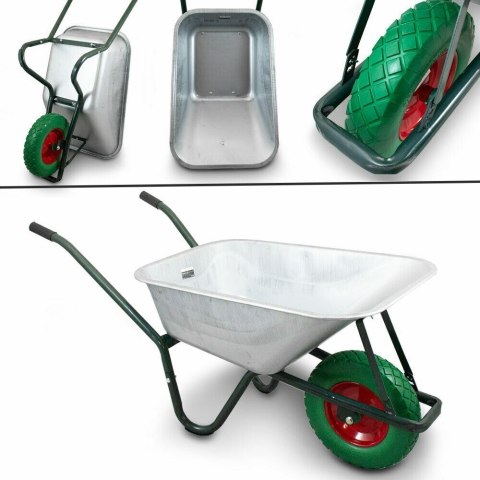 Taczka budowlana 100l 250kg z kołem pu 40cm stalowa misa lekka Taczka budowlana 100l 250kg z kołem pu 40cm stalowa misa lekka